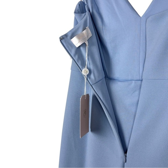 WAYF INES BLUE V-NECK TULIP COCKTAIL SHEATH DRESS - Picture 10 of 13